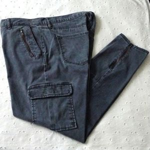 Loft Cargo Split Hem Pants Ankle Zippers Gray Size 10